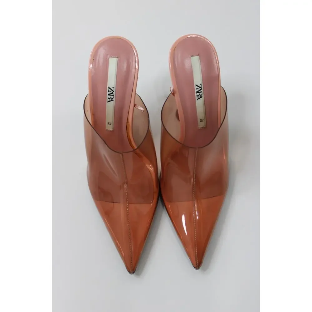 ZARA Clear High Heels Size 37 Vinyl Transparent & Pink Pointy Toe 6/6.5 - Picture 5 of 8